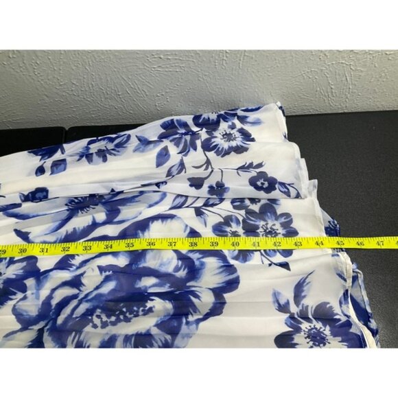 Eliza J Floral Dress‎ Womens Sz 12 Blue Pleated Sleeveless Party Cocktail Dress - Picture 10 of 11